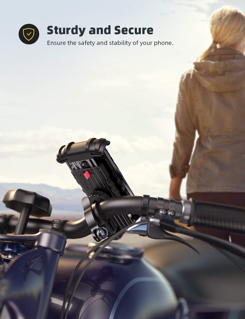 Lamicall Bike Phone Holder Motorcycle Mount - One-Hand Operation, Lockable Jansha Store