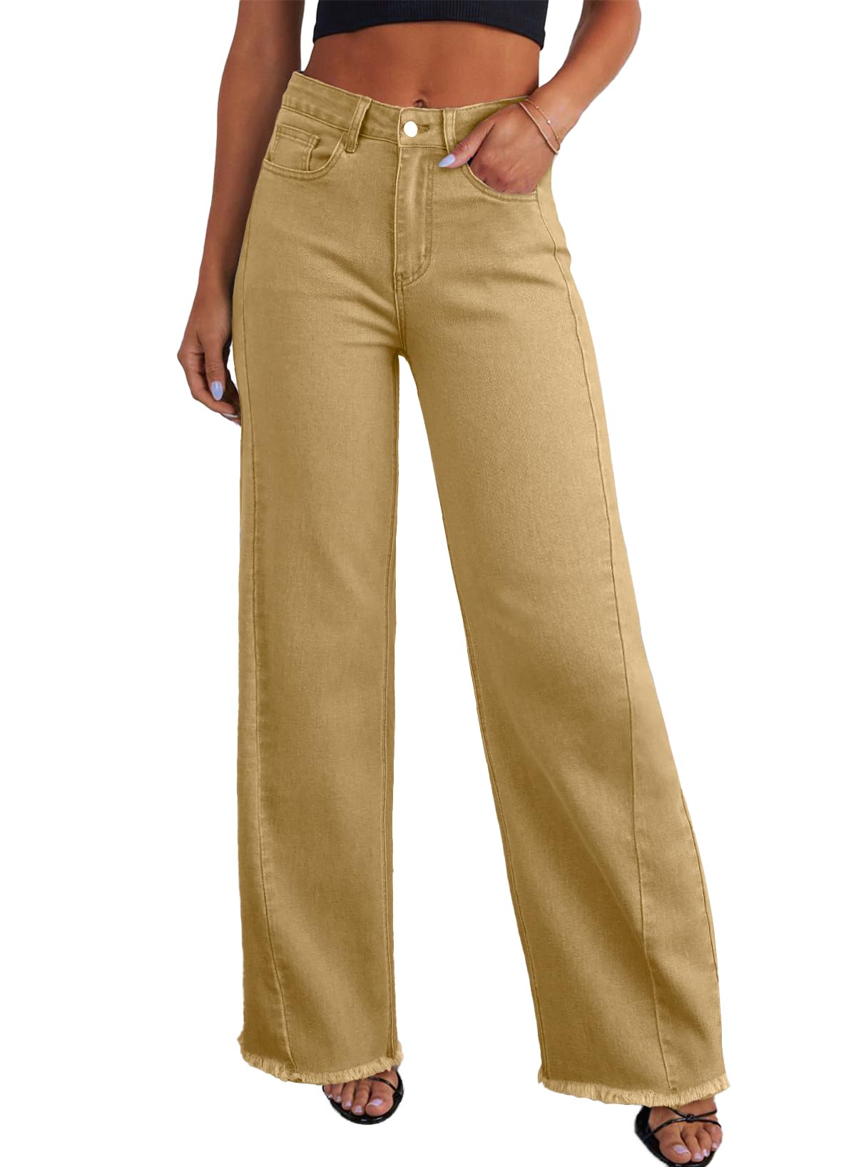 Sidefeel Women's Wide Leg Jeans High Waisted Stretchy Denim Pants Jansha Store