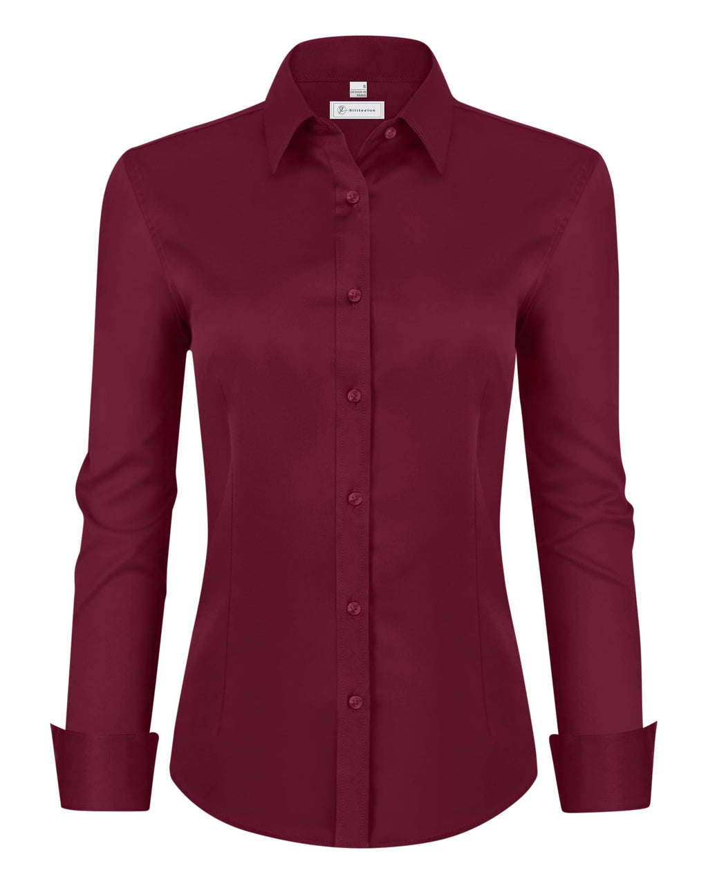 siliteelon Womens Classic-Fit Dress Shirts Long Sleeve Button Down Wrinkle-Free Stretch Solid Casual Work Office Blouse Top Jansha Store
