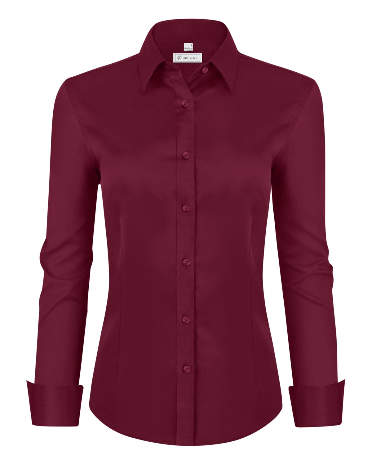 siliteelon Womens Classic-Fit Dress Shirts Long Sleeve Button Down Wrinkle-Free Stretch Solid Casual Work Office Blouse Top Jansha Store