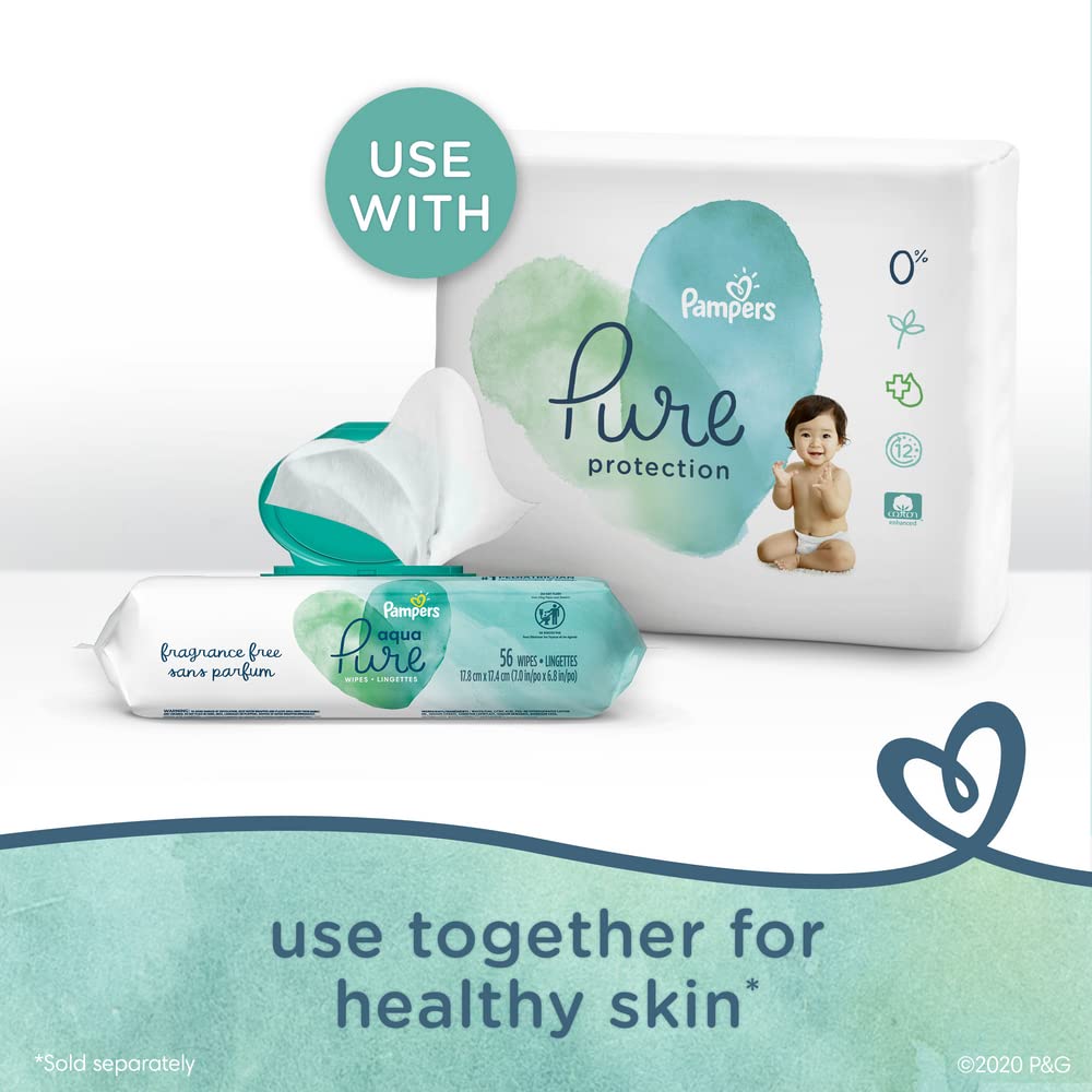Pampers Aqua Pure Baby Wipes, Unscented, Fragrance Free, 99% Water, Water Based, Multi-Use, 672 Wipes Total (12X Flip-Top Packs) Jansha Store