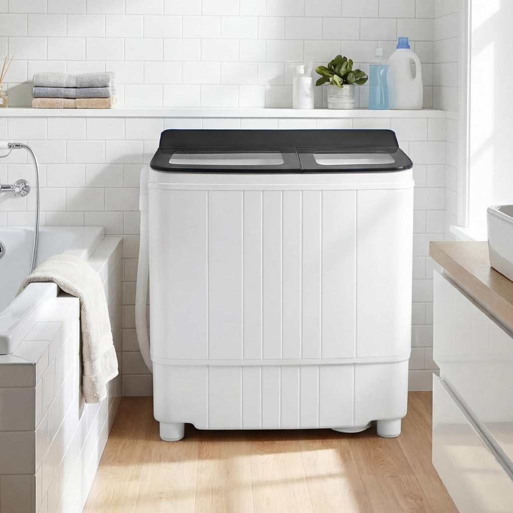 COSTWAY 26Lbs Portable Washing Machine with Built-in Drain Pump, Blue Jansha Store