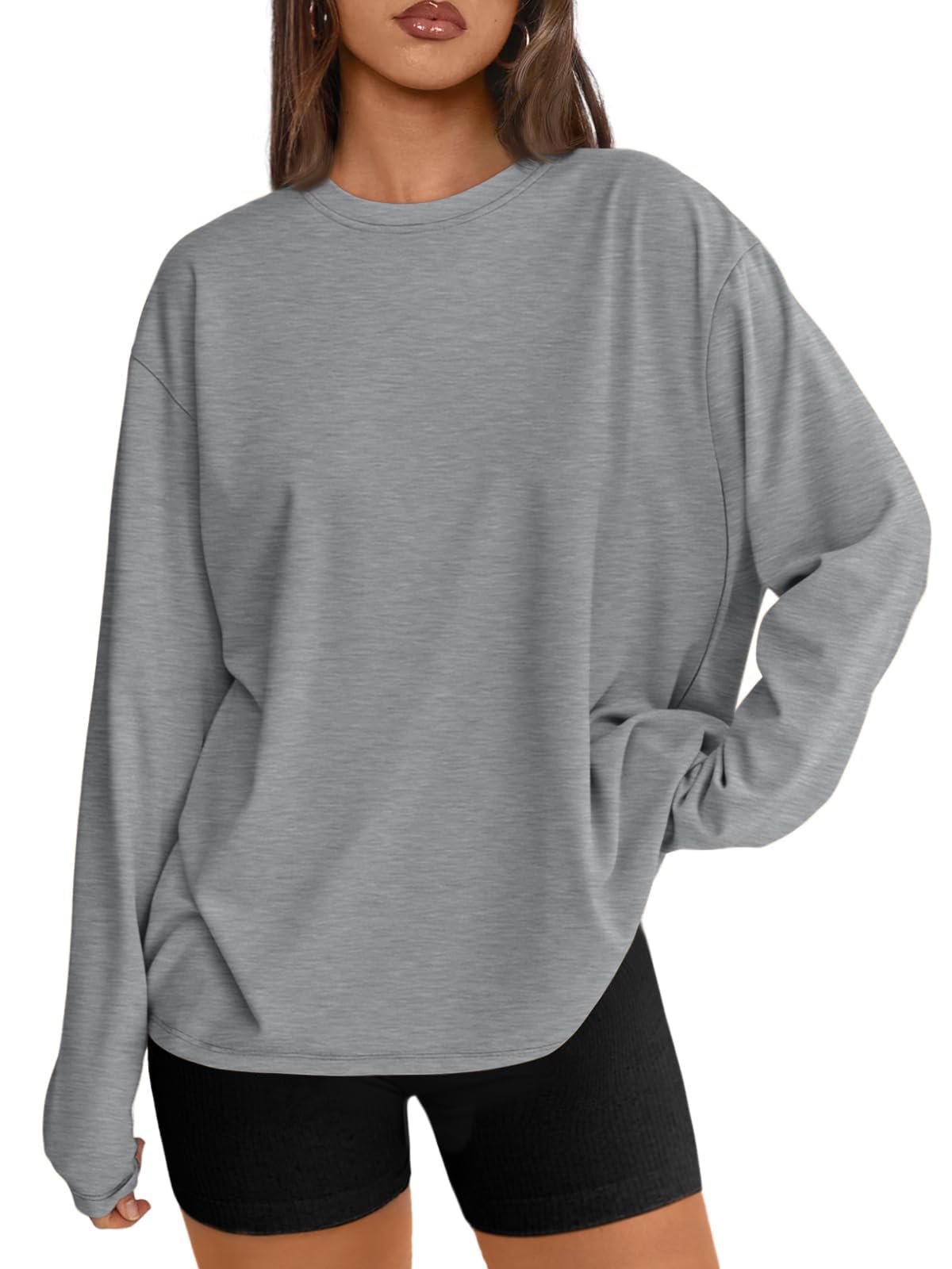 Trendy Queen Womens Oversized Long Sleeve Shirts Fall Tops 2026 Basic Tees Jansha Store