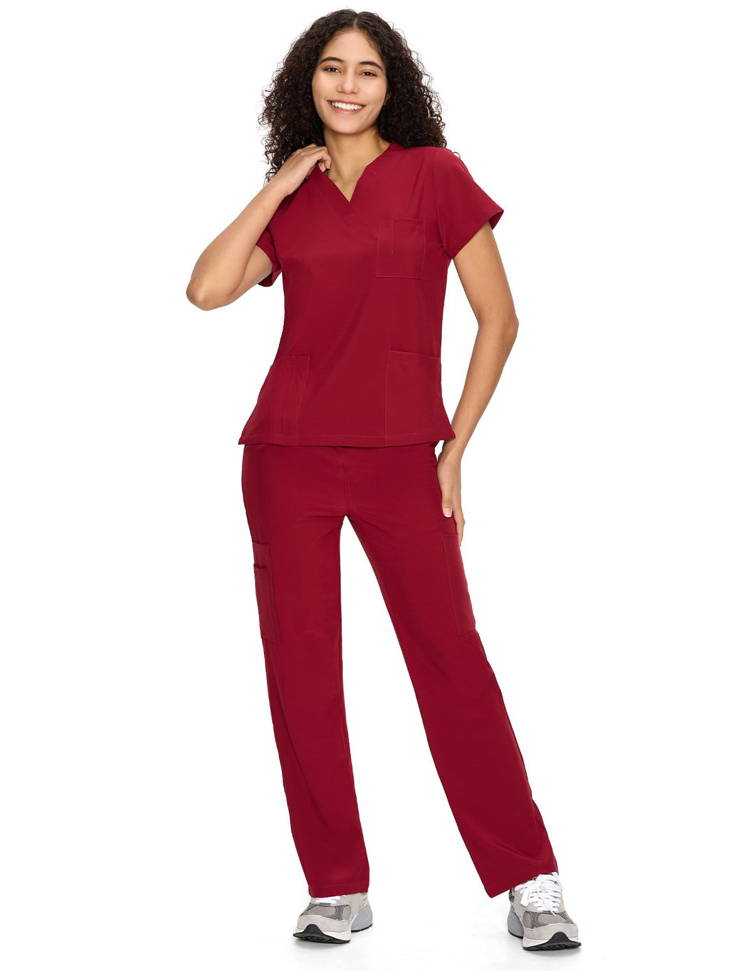 COZYFIT Scrubs for Women Set - V-Neck & Straight Leg Pants with 9 Pockets Jansha Store