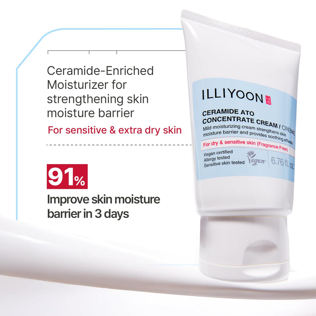Illiyoon Ceramide Ato Lotion | Lightweight Moisturizer for Dry & Sensitive Skin, Barrier Repair for Face and Body, Mild for Babies, Vegan Certified, Korean Skincare, 2.29 fl.oz. Jansha Store