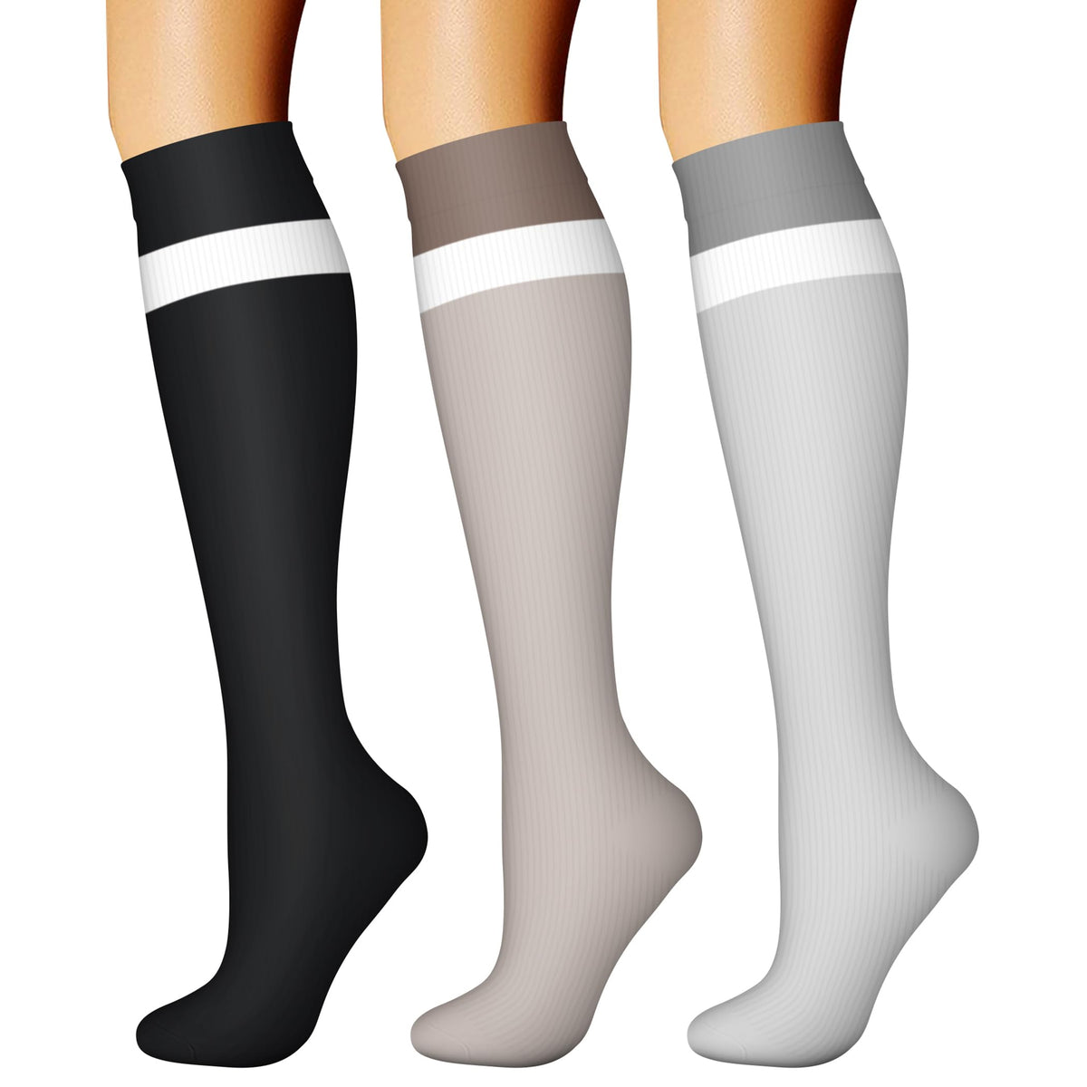 CHARMKING Compression Socks for Women & Men Circulation (3 Pairs) 15-20 mmHg is Best Support for Athletic Running Cycling Jansha Store