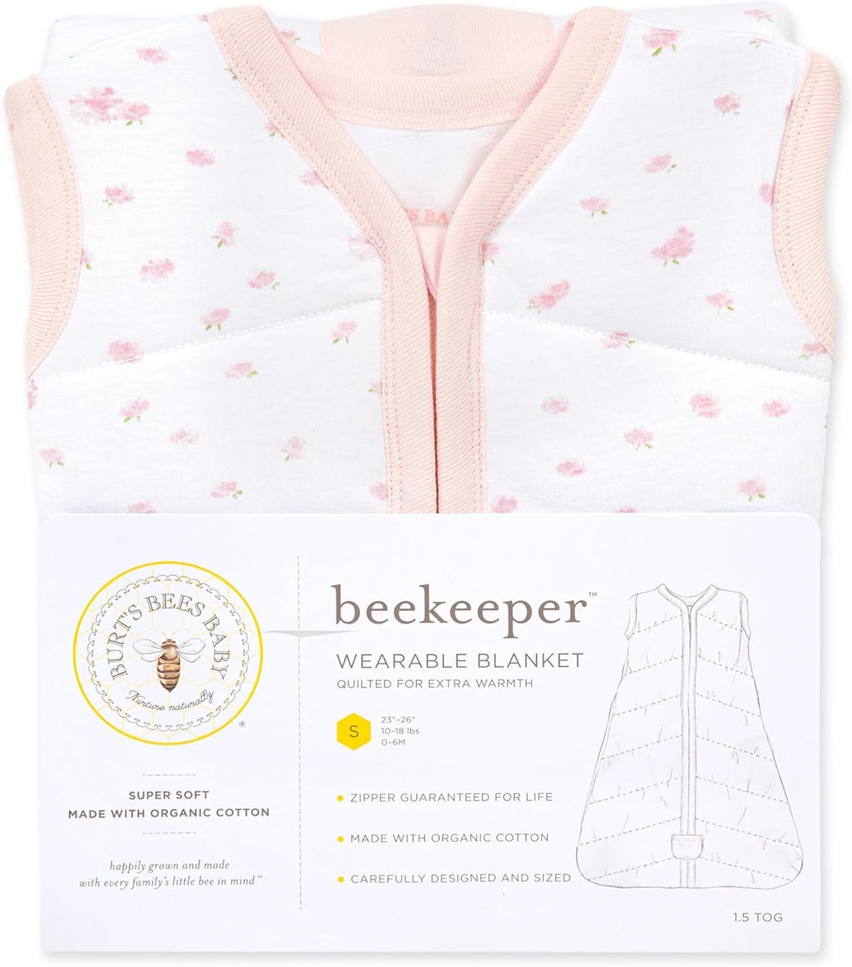 Burt's Bees Baby Infant Wearable Blanket, Organic Cotton Unisex Beekeeper - Light Weight 0.5 TOG or Medium Weight 1.5 TOG Jansha Store