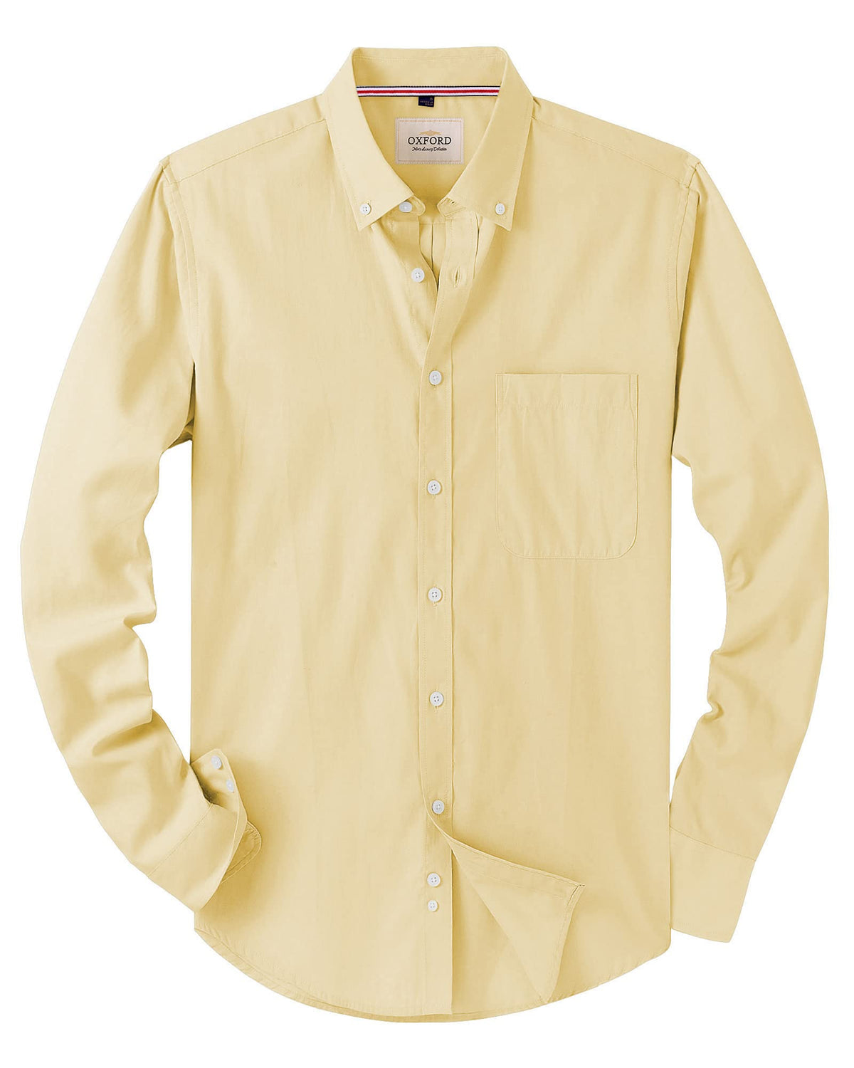 Alimens & Gentle Mens Solid Oxford Shirt Long Sleeve Dress Shirt Work Casual Button Down Shirts with Pocket Jansha Store