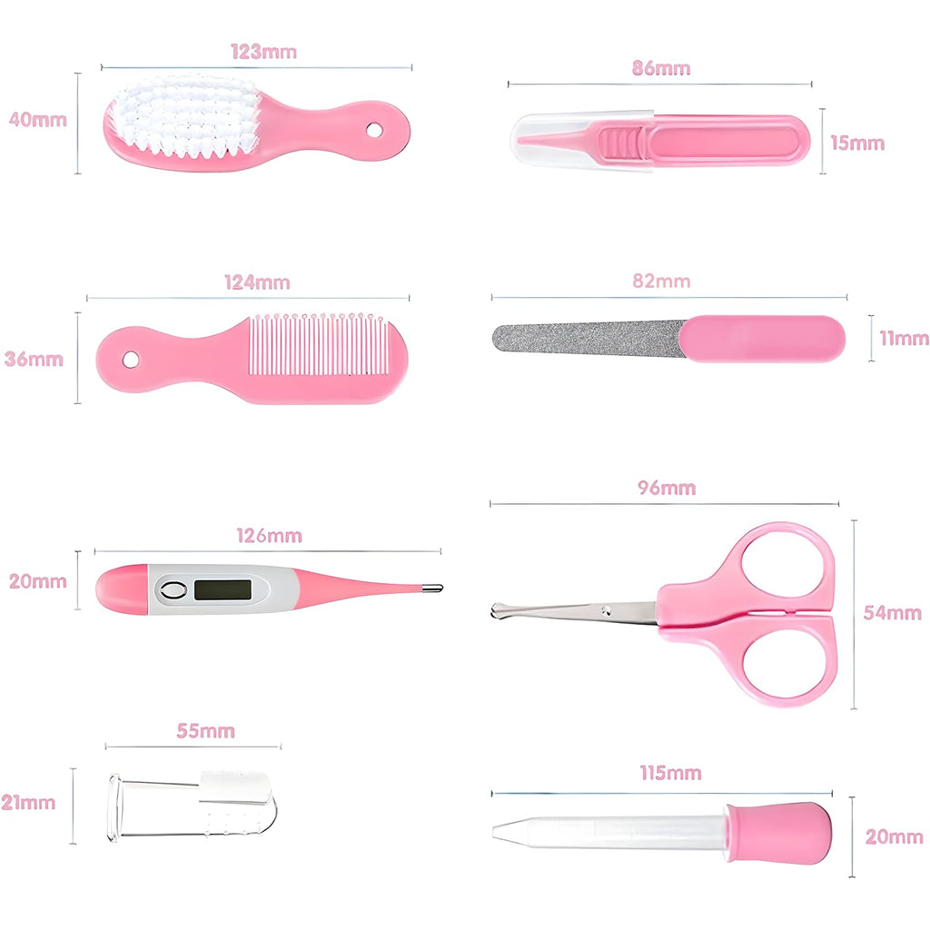 Baby Grooming Kit, Infant Safety Care Set with Hair Brush Comb Nail Clipper Nasal Aspirator,Baby Essentials Kit for Newborn Girls Boys (Grey White) Jansha Store