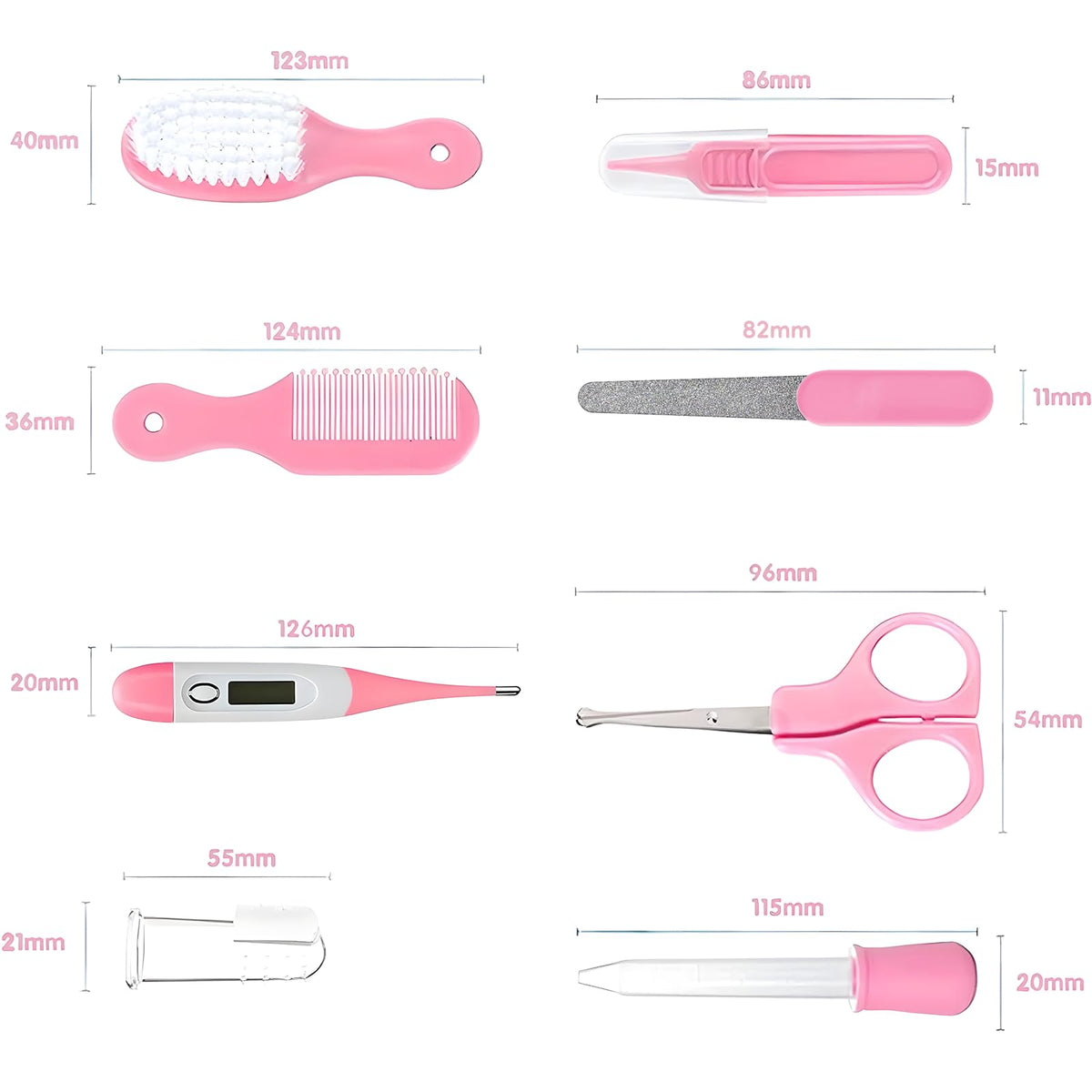 Baby Grooming Kit, Infant Safety Care Set with Hair Brush Comb Nail Clipper Nasal Aspirator,Baby Essentials Kit for Newborn Girls Boys (Grey White) Jansha Store