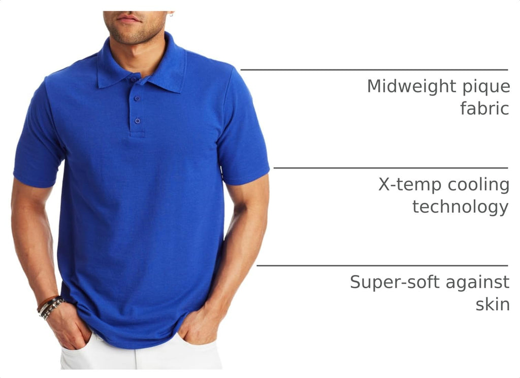 Hanes Men’s X-Temp Short Sleeve Polo Shirt, Midweight Men's Shirt Jansha Store