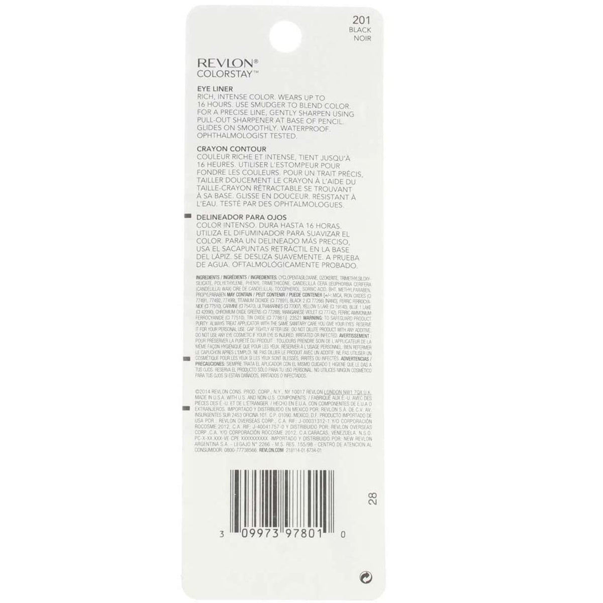 Revlon ColorStay Pencil Waterproof Eyeliner, 201 Black, 2 pack Jansha Store