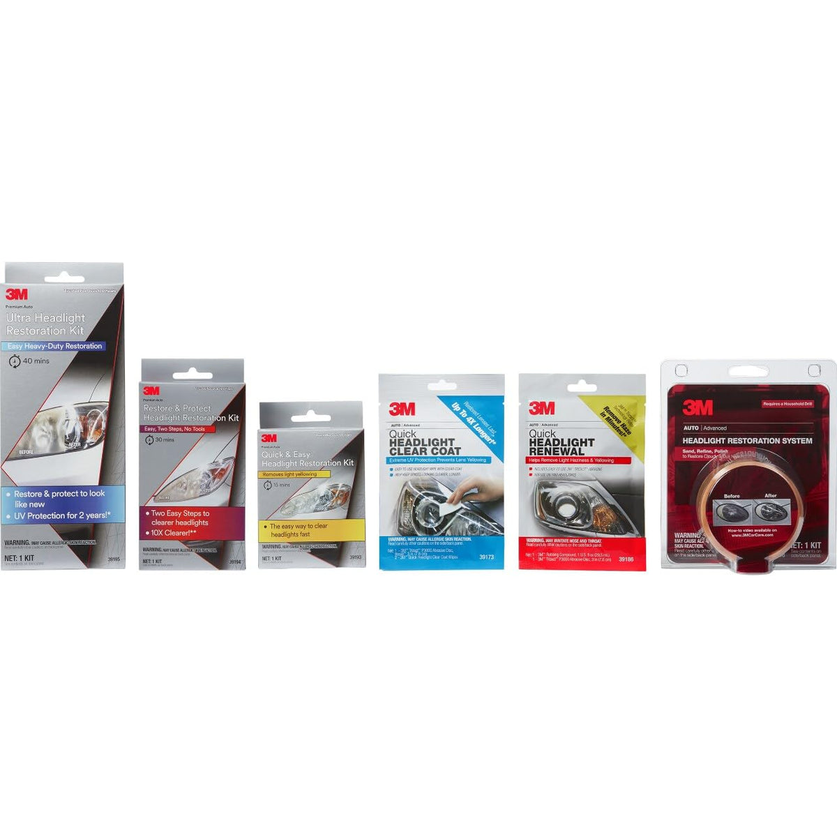 3M Ultra Headlight Restoration Kit, Contains Masking Tape, Light Sanding Discs, Wax Protectant and More, Use on Plastic Lenses Headlights, Taillights and More, Easy Heavy-Duty Restoration (39195) Jansha Store