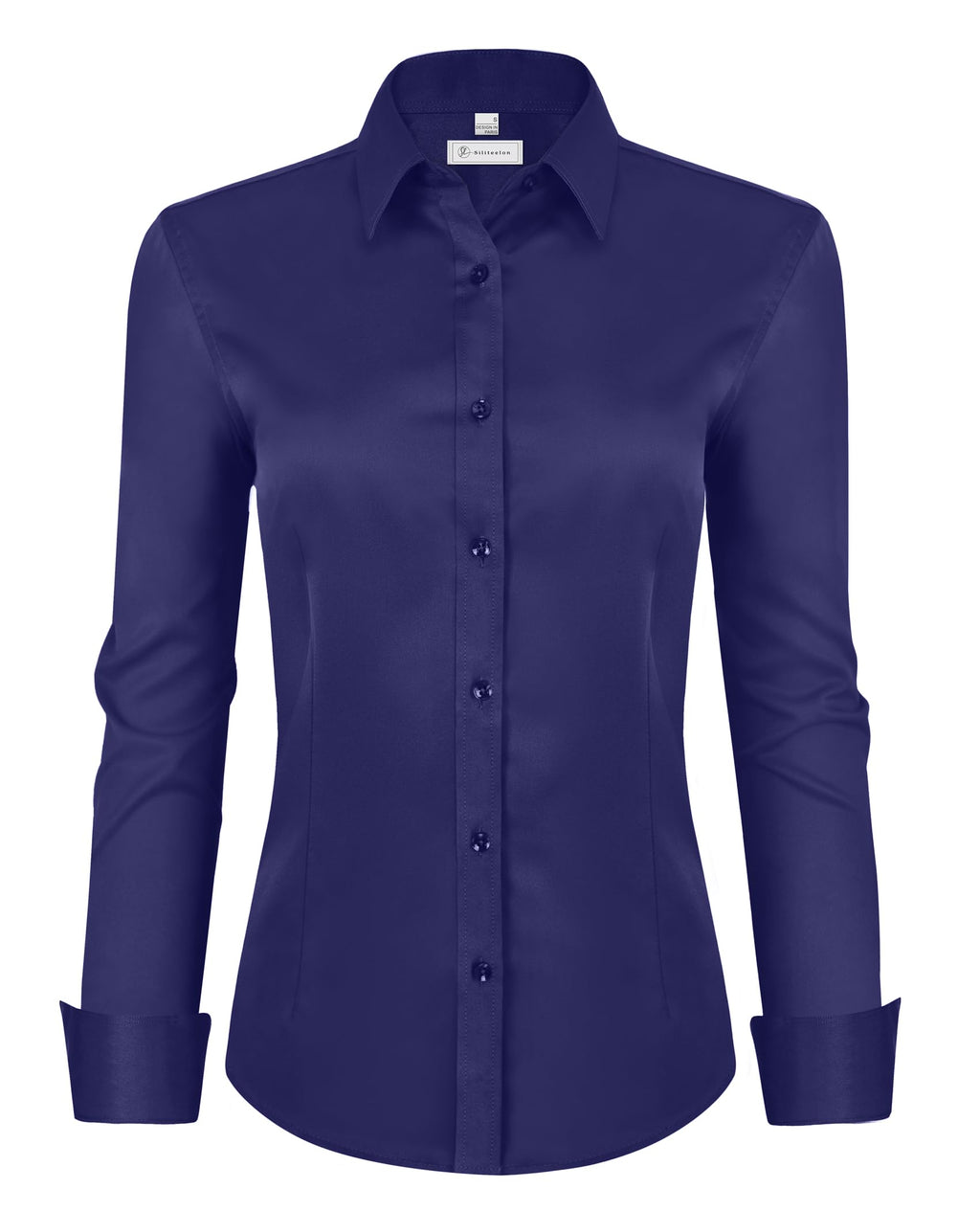 siliteelon Womens Classic-Fit Dress Shirts Long Sleeve Button Down Wrinkle-Free Stretch Solid Casual Work Office Blouse Top Jansha Store
