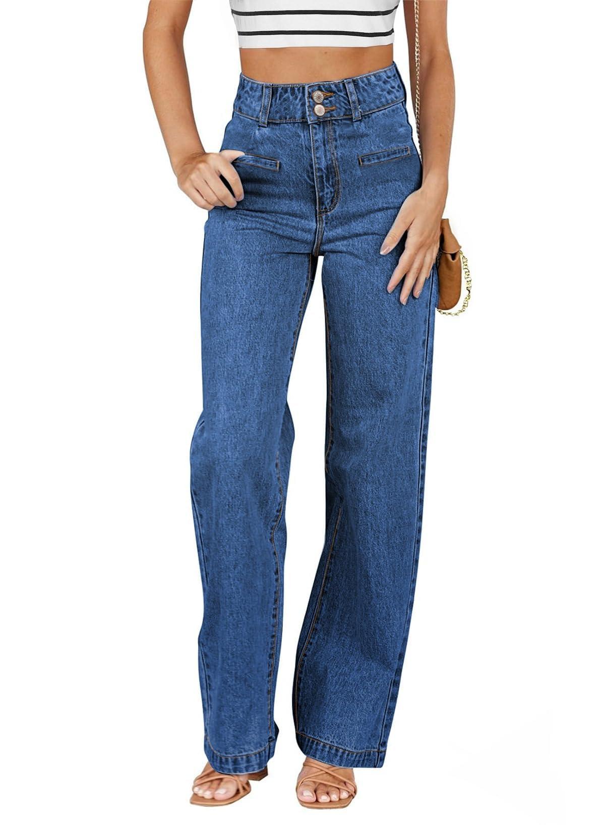 Sidefeel Jeans for Women High Waisted Straight Leg Denim Pants Jansha Store