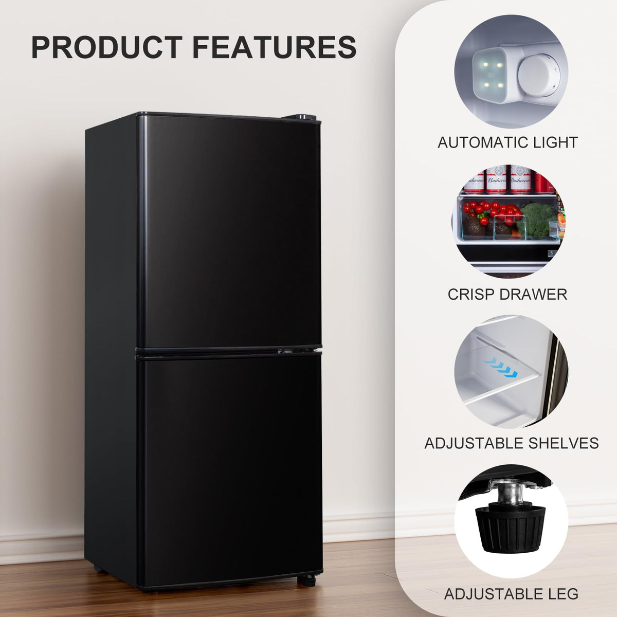 Cucina Magica Mini Fridge with Freezer, 3.8 Cu.Ft Small Fridge, Dorm Fridge Jansha Store