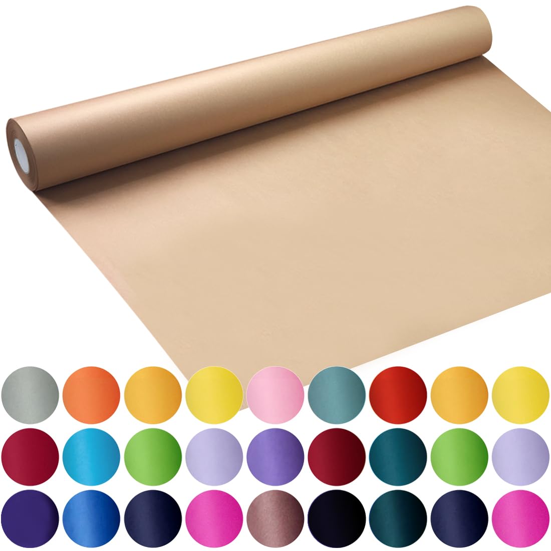 SMART&CASUAL 36" x 1,500" (125') Brown Kraft Craft Paper Roll for Gift Wrapping Bulletin Board Bouquet Flower Art Packing Parcel Table Covering 70GSM 50LB (Brown, 36" x 125') Jansha Store