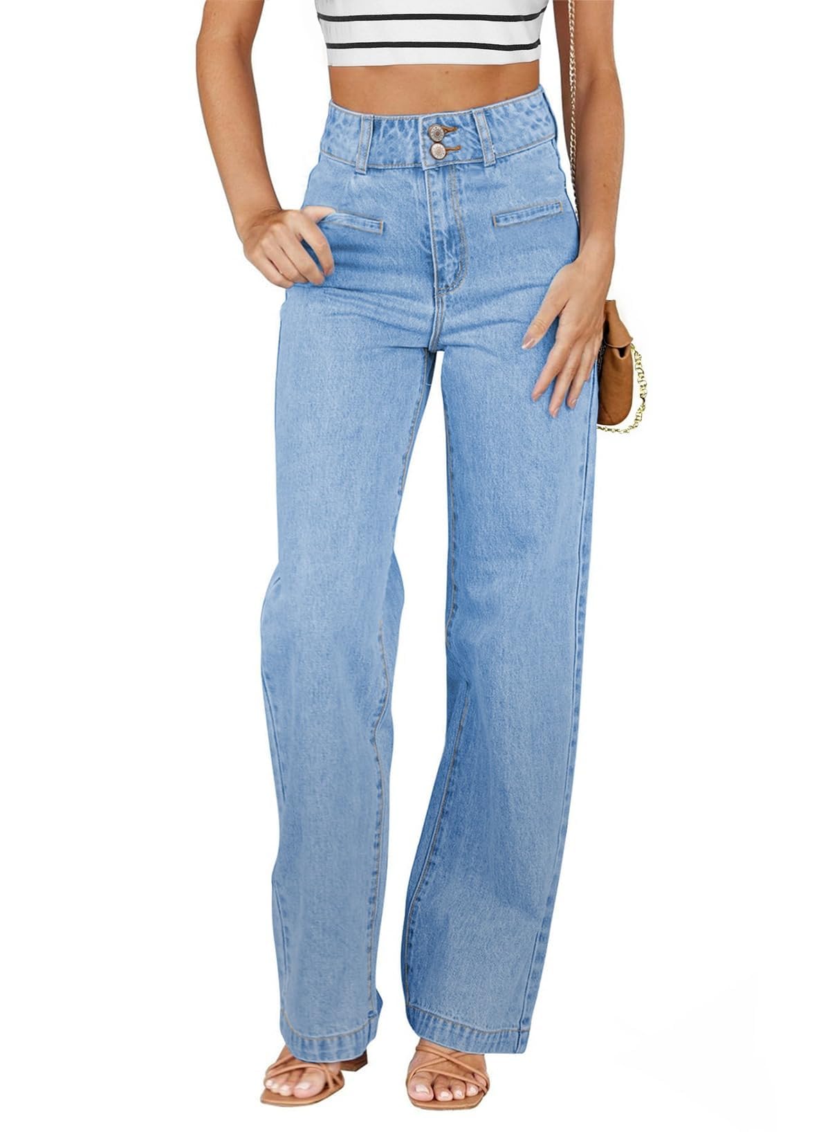 Sidefeel Jeans for Women High Waisted Straight Leg Denim Pants Jansha Store