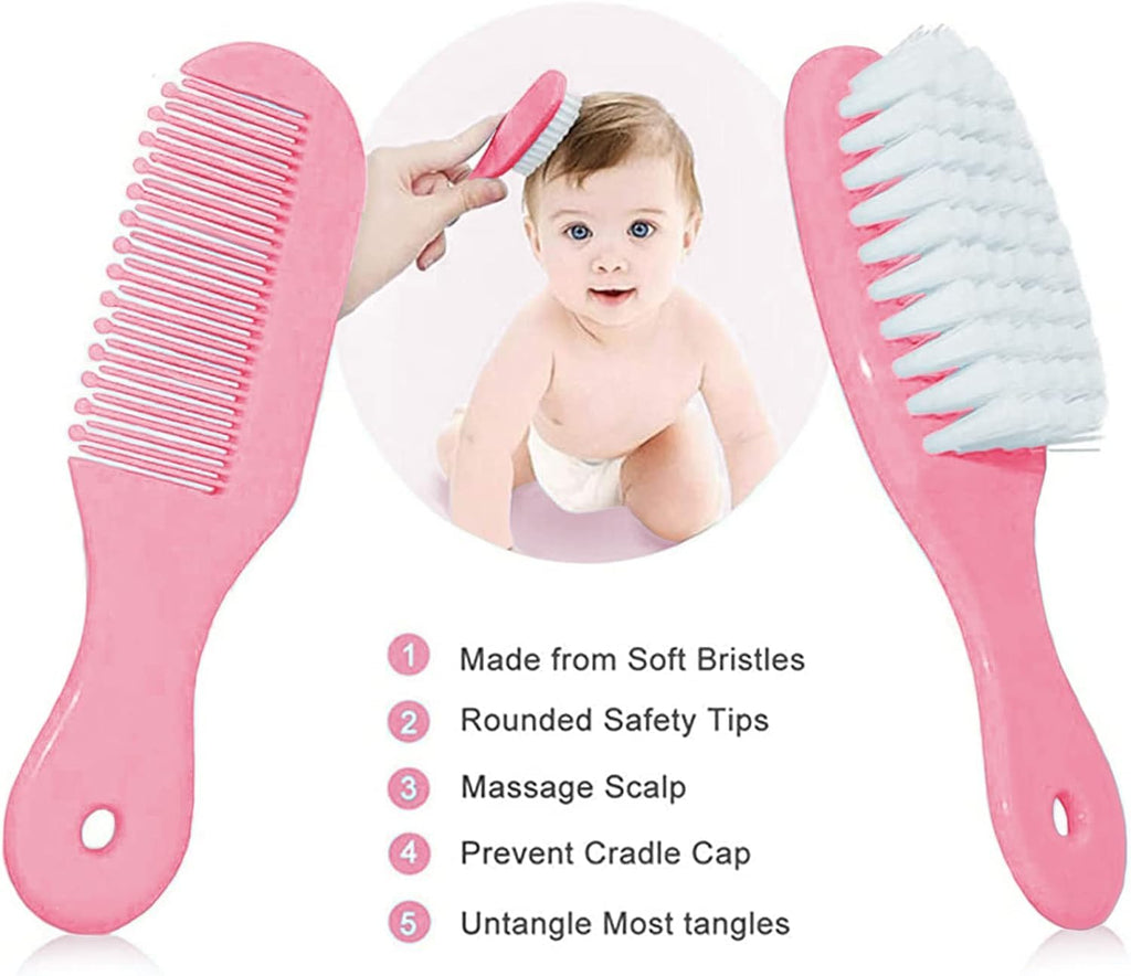 Baby Grooming Kit, Infant Safety Care Set with Hair Brush Comb Nail Clipper Nasal Aspirator,Baby Essentials Kit for Newborn Girls Boys (Grey White) Jansha Store