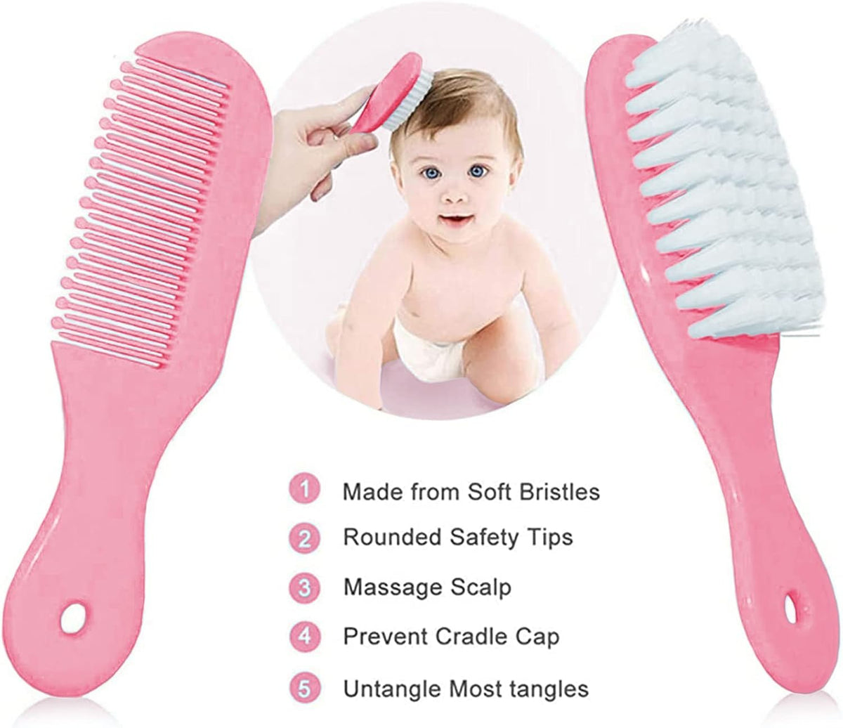 Baby Grooming Kit, Infant Safety Care Set with Hair Brush Comb Nail Clipper Nasal Aspirator,Baby Essentials Kit for Newborn Girls Boys (Grey White) Jansha Store