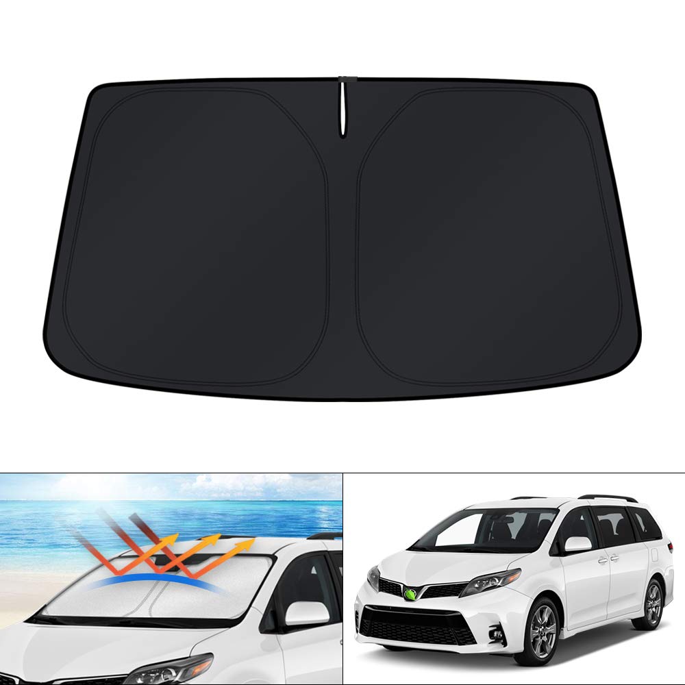 KUST Windshield Sun Shade for 2017-2026 Tesla Model Y/Model 3 Sunshade Accessories (Fit 2025-2026 Model Y Juniper / 2024 Model 3 Highland) Upgraded Foldable Sunshade, Blocks UV Rays Keep Car Cool Jansha Store