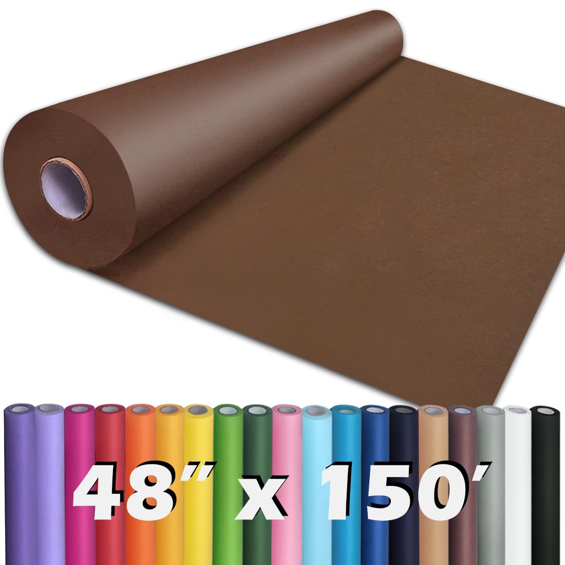 PerkHomy Brown Kraft Paper Roll 17.5" x 1,200" (100') for Gift Wrapping Bulletin Board Craft Art Bouquet Flower Packing Valentines Easel Moving Shipping Floor Poster Covering Table 70GSM 50LB Jansha Store