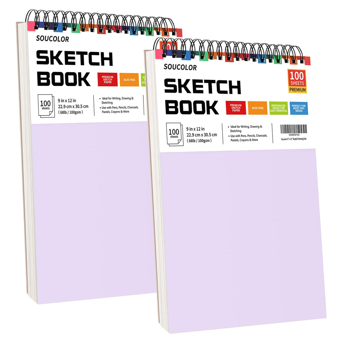Soucolor Sketch Book 9" x 12", 100 Sheets Kids Art Sketchbook Drawing Pad Jansha Store