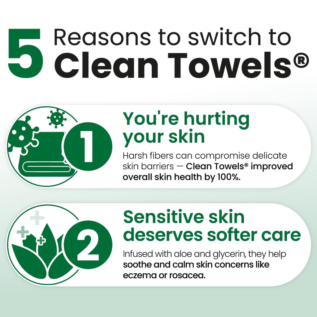 Clean Skin Club Clean Towels XL® Original 50 Ct + Healthy Aging 10ct Travel Pack Duo, 100% USDA Biobased Disposable Face Towels, Makeup Remover Dry Wipes, Ultra Soft, Smooths Fine Lines & Wrinkles Jansha Store