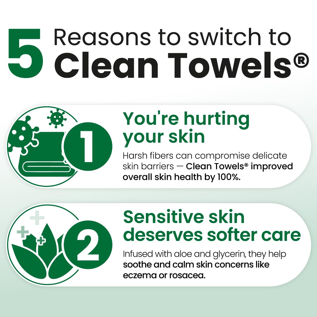 Clean Skin Club Clean Towels XL® Original 50 Ct + Healthy Aging 10ct Travel Pack Duo, 100% USDA Biobased Disposable Face Towels, Makeup Remover Dry Wipes, Ultra Soft, Smooths Fine Lines & Wrinkles Jansha Store
