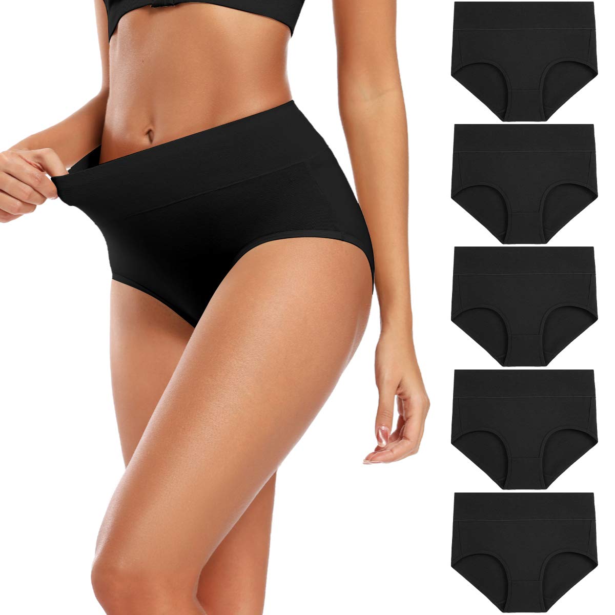Molasus Women's Cotton Underwear High Waisted Full Coverage Ladies Panties (Regular & Plus Size) Jansha Store