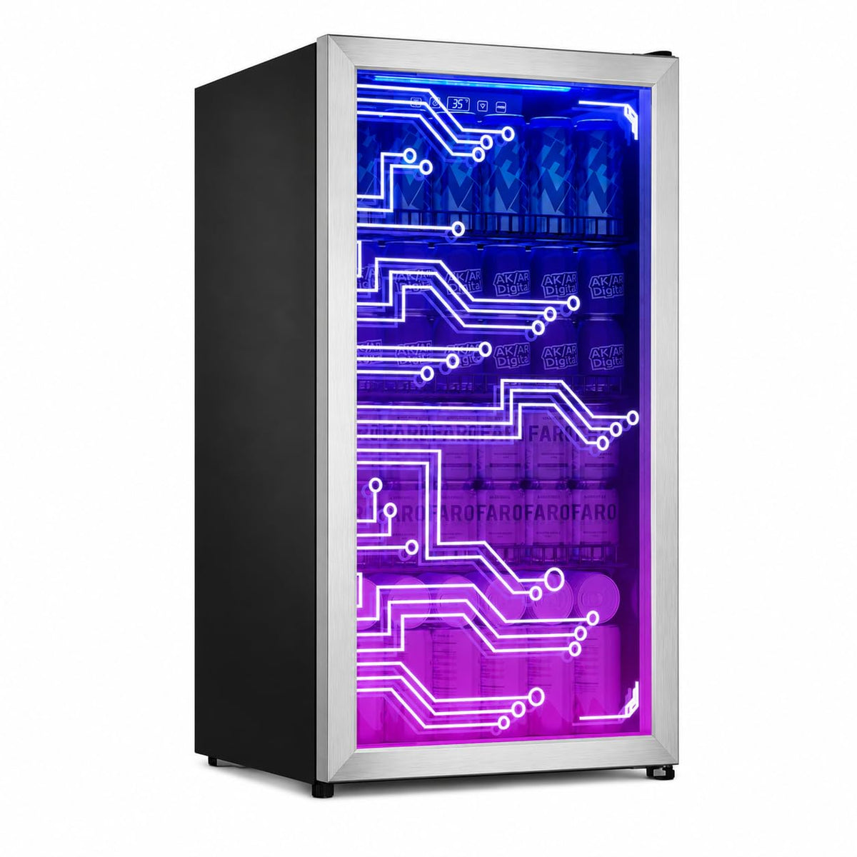 3.2 Cuft Beverage Fridge, 130 Can Mini Fridge With Glass Door, Black Jansha Store