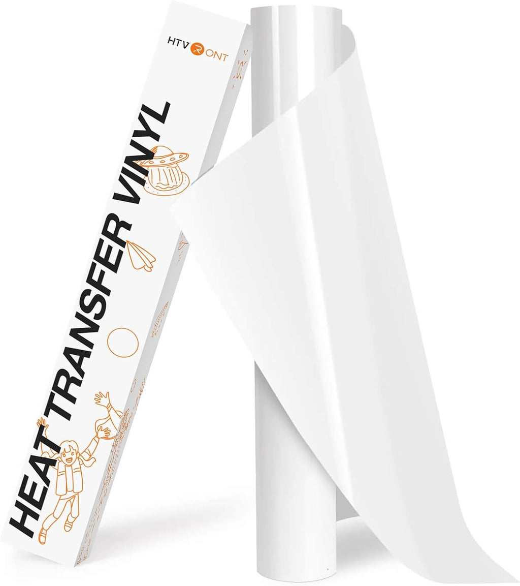 HTVRONT HTV Roll Heat Transfer Vinyl - 12" x 8ft White HTV Vinyl for Shirts Jansha Store