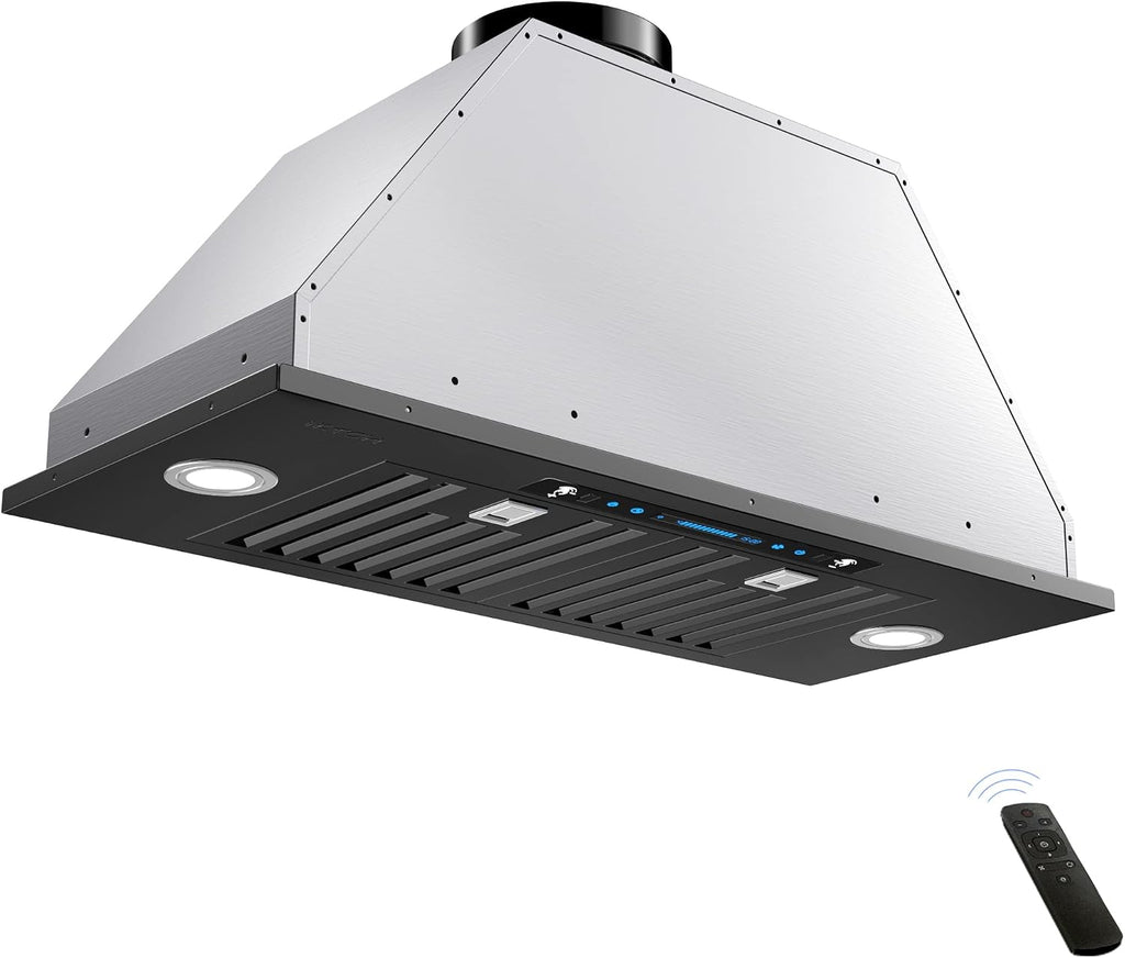 IKTCH 36 inch Black Insert Range Hood, 900 CFM Ducted/Ductless Vent Hood Jansha Store
