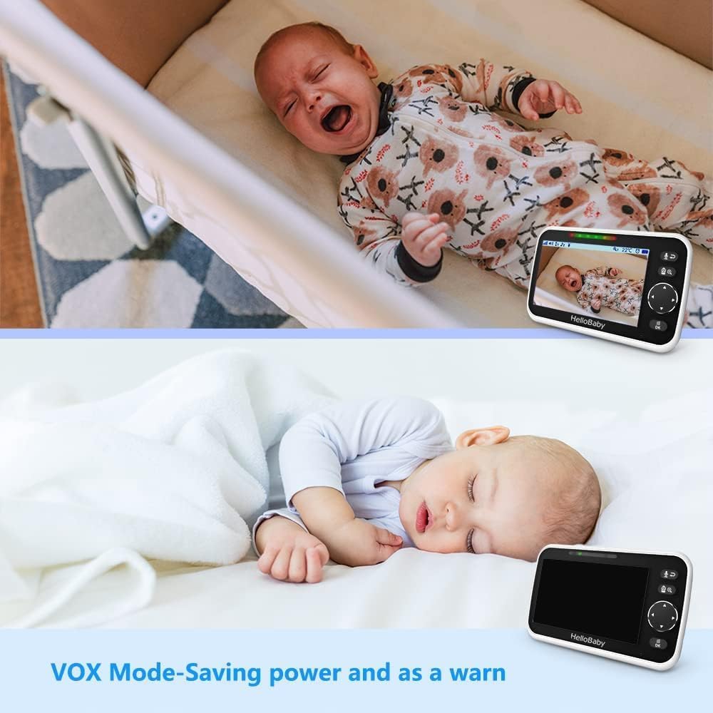 HelloBaby No WiFi Baby Monitor Camera and Audio HB6550, 5" Video Screen Jansha Store