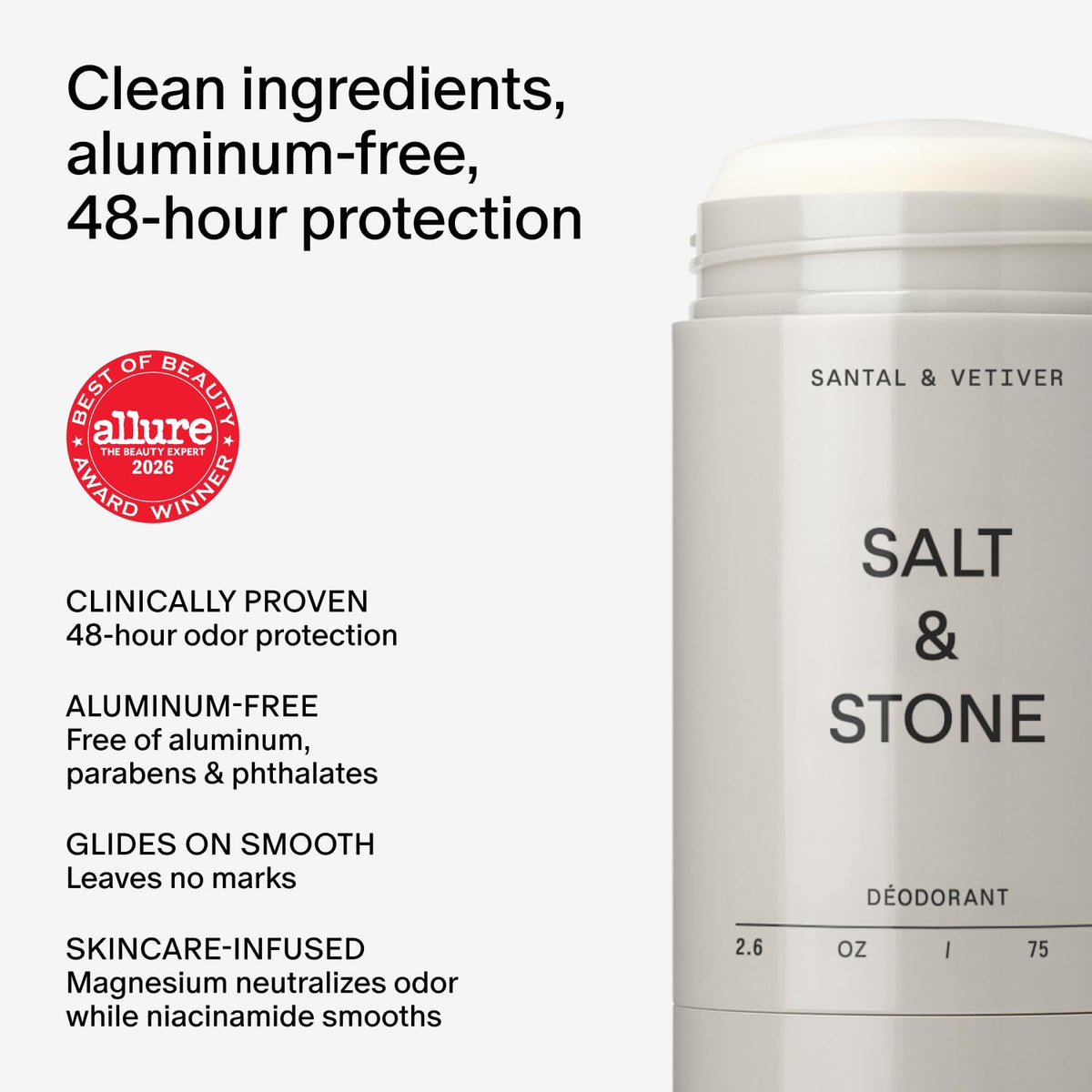 Salt & Stone Aluminum-Free Deodorant for Women & Men Saffron & Cedar 2.6 oz Jansha Store