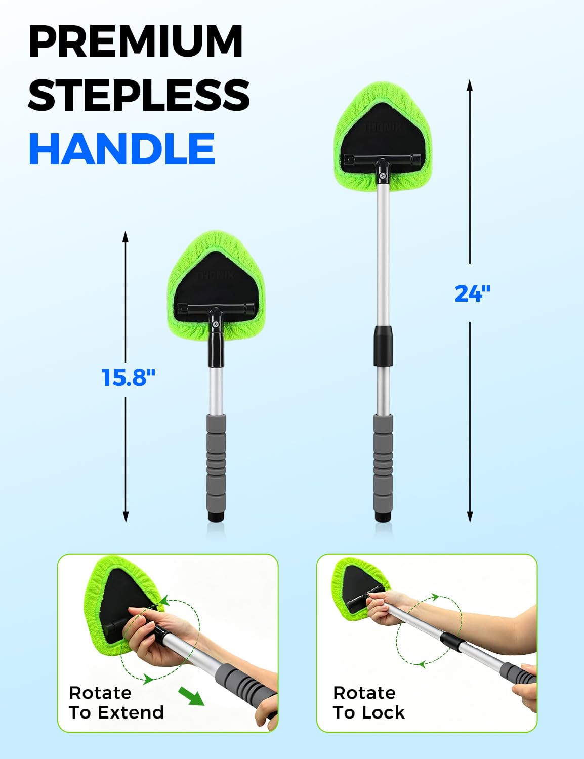 XINDELL Interior Windshield Cleaner Tool – Car Interior Window Cleaning Kit with Extendable Handle & 4 Microfiber Pads, Auto Wiper Inside Compact Windshield Brush for Car & Home Windows Jansha Store