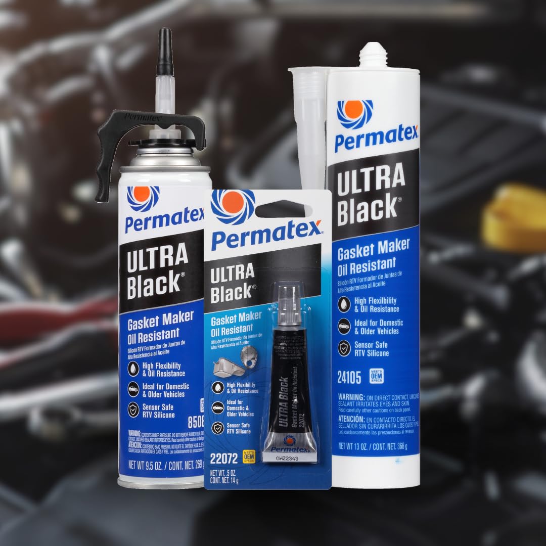 Permatex 82180 Ultra Black Maximum Oil Resistance RTV Silicone Gasket Maker, Sensor Safe and Non-Corrosive, for High Flex and Oil Resistant Applications 3 oz Jansha Store