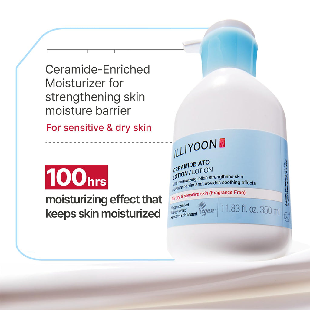 Illiyoon Ceramide Ato Lotion | Lightweight Moisturizer for Dry & Sensitive Skin, Barrier Repair for Face and Body, Mild for Babies, Vegan Certified, Korean Skincare, 2.29 fl.oz. Jansha Store