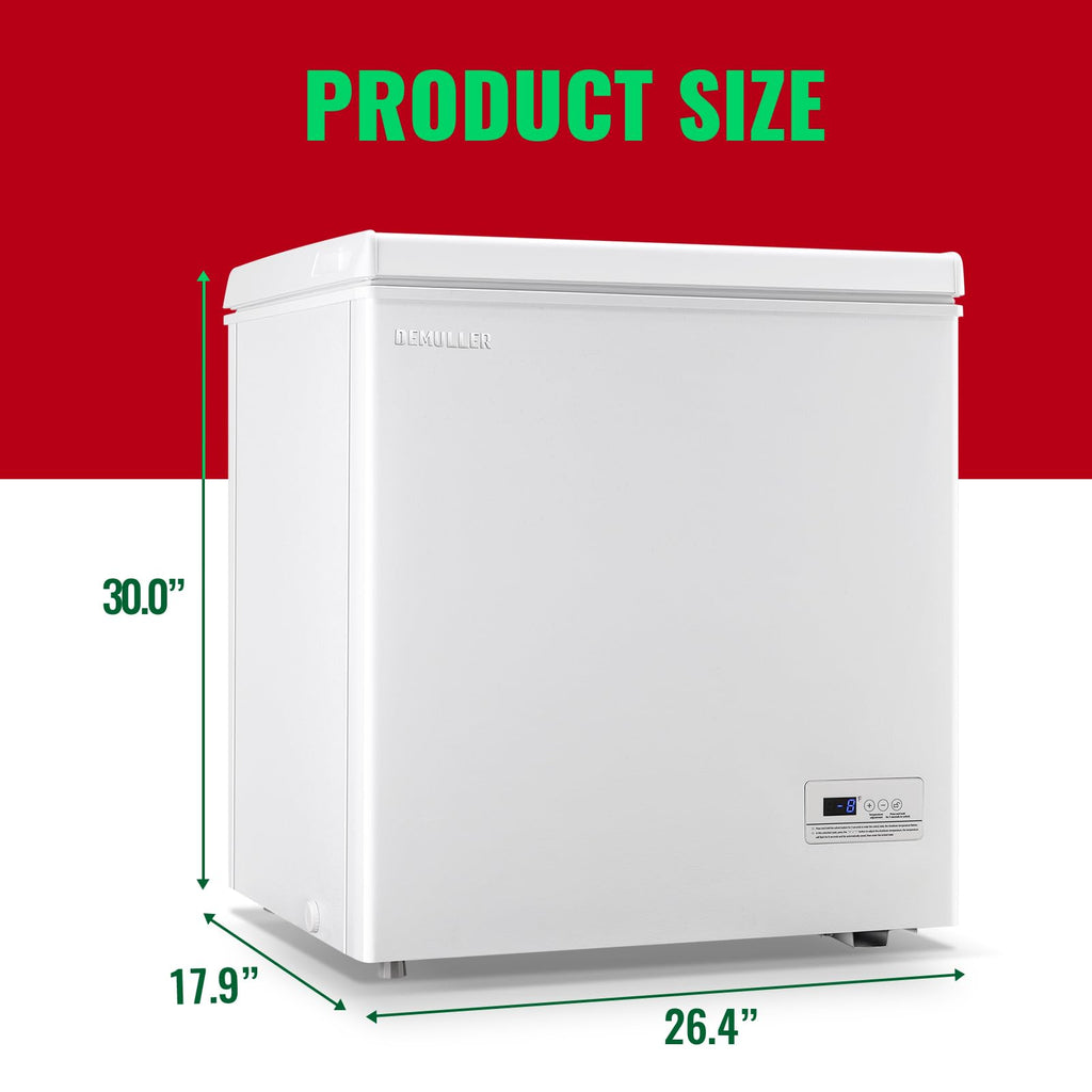 DEMULLER Chest Freezer 5.0Cubic Feet Deep Freezer Freestanding Freezers with 2 Removable Stainless Steel Basket, Mini Freezer Top Open Door Compact Freezer with Electronic Control 41℉ to -15℉BLACK Jansha Store