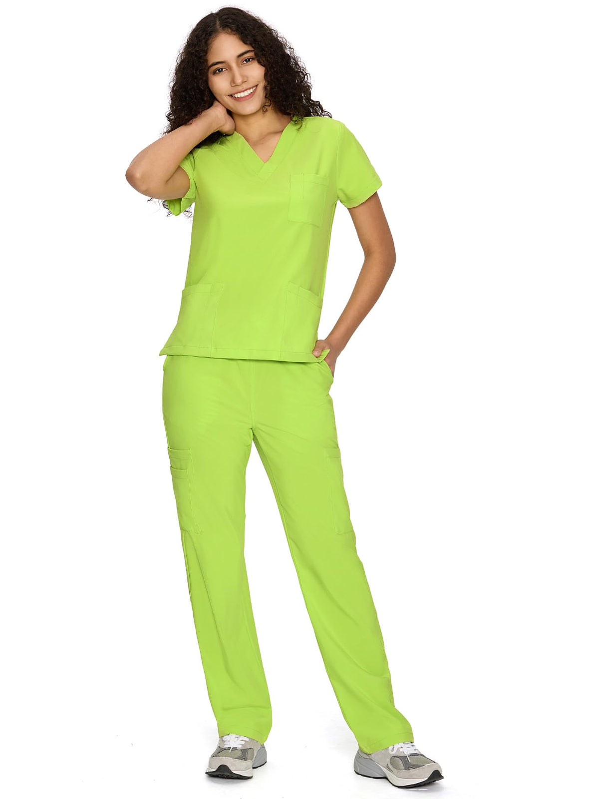 COZYFIT Scrubs for Women Set - V-Neck & Straight Leg Pants with 9 Pockets Jansha Store