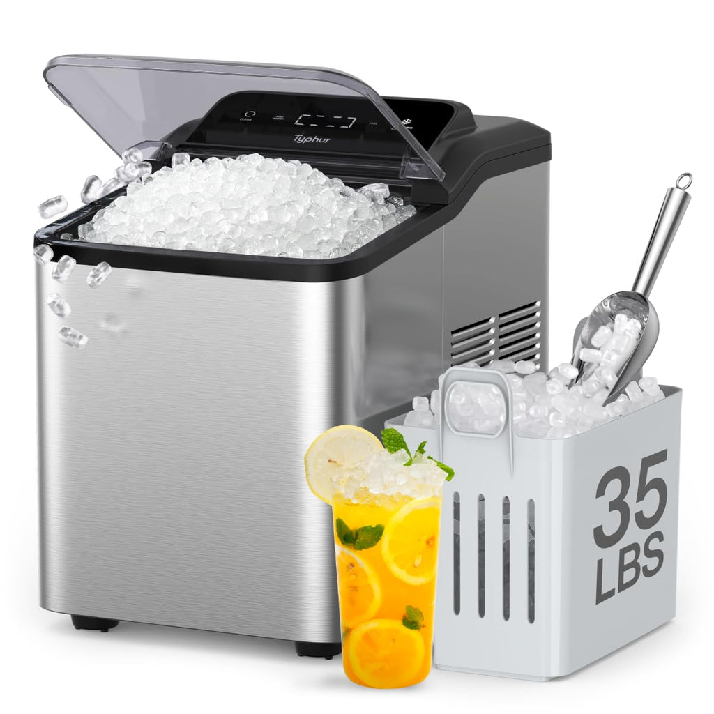 Typhur Nugget Ice Maker Countertop, Self-Cleaning Pump, 35lb/24H, Stainless Jansha Store