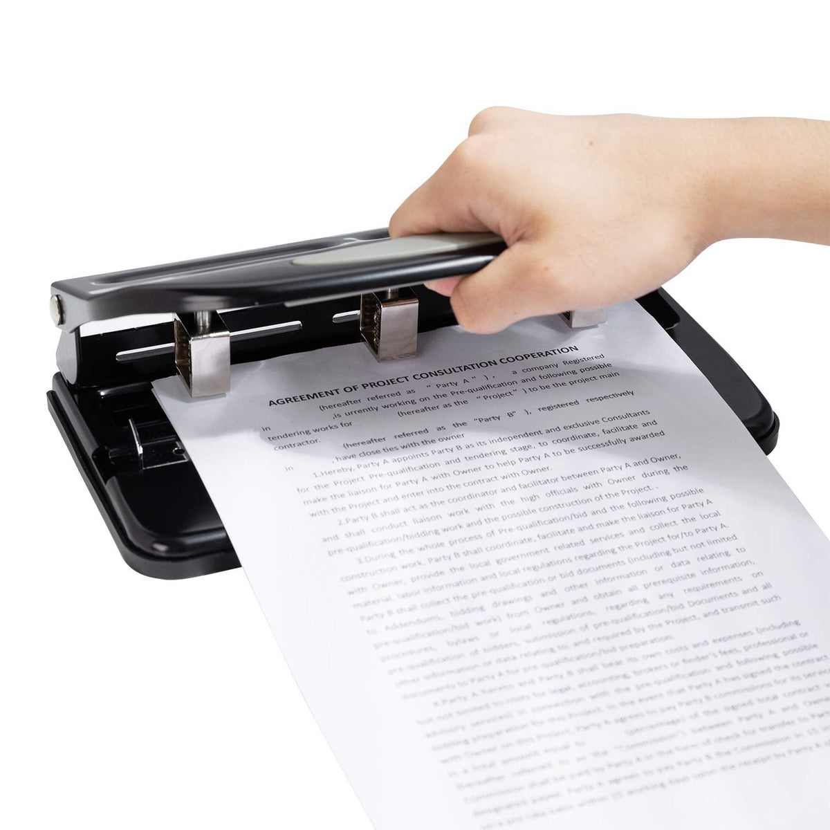 Amazon Basics 3 Hole Punch, 10 Sheet Capacity, Black, Easy-Clean Tray Jansha Store