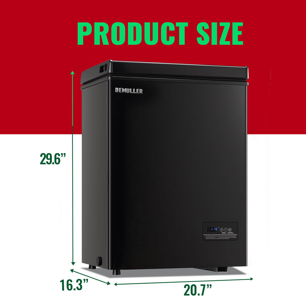 DEMULLER Chest Freezer 5.0Cubic Feet Deep Freezer Freestanding Freezers with 2 Removable Stainless Steel Basket, Mini Freezer Top Open Door Compact Freezer with Electronic Control 41℉ to -15℉BLACK Jansha Store
