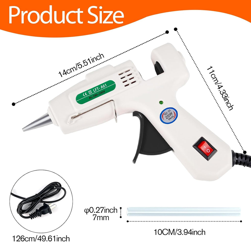 SHJADE Hot Glue Gun with 30 Glue Sticks, 20W Mini Hot Melt Gun Kit(White) Jansha Store