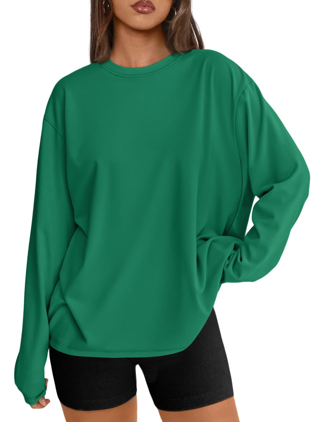 Trendy Queen Womens Oversized Long Sleeve Shirts Fall Tops 2026 Basic Tees Jansha Store