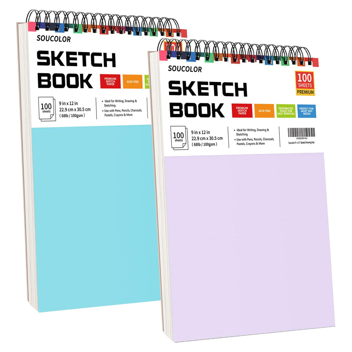 Soucolor Sketch Book 9" x 12", 100 Sheets Kids Art Sketchbook Drawing Pad Jansha Store