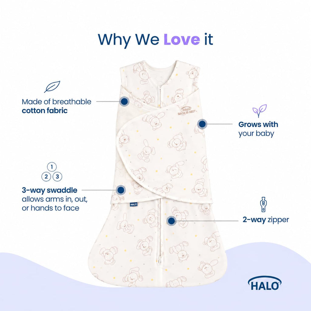 HALO SleepSack Swaddle | Cotton | 1.5 TOG | 6-12 lbs |Floral Stripe Jansha Store