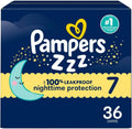 Pampers ZZZ Overnight Diapers, Size 7 (26-50 lbs), 36 Count, Nighttime Protection Disposable Baby Diaper Jansha Store