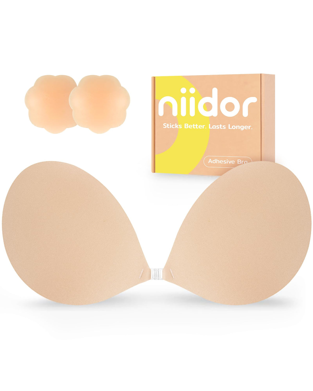 Niidor Adhesive Bra Strapless Ultra Sticky Invisible Push up Silicone Bra Multiple Colors Sizes Reusable for Backless Dress Jansha Store