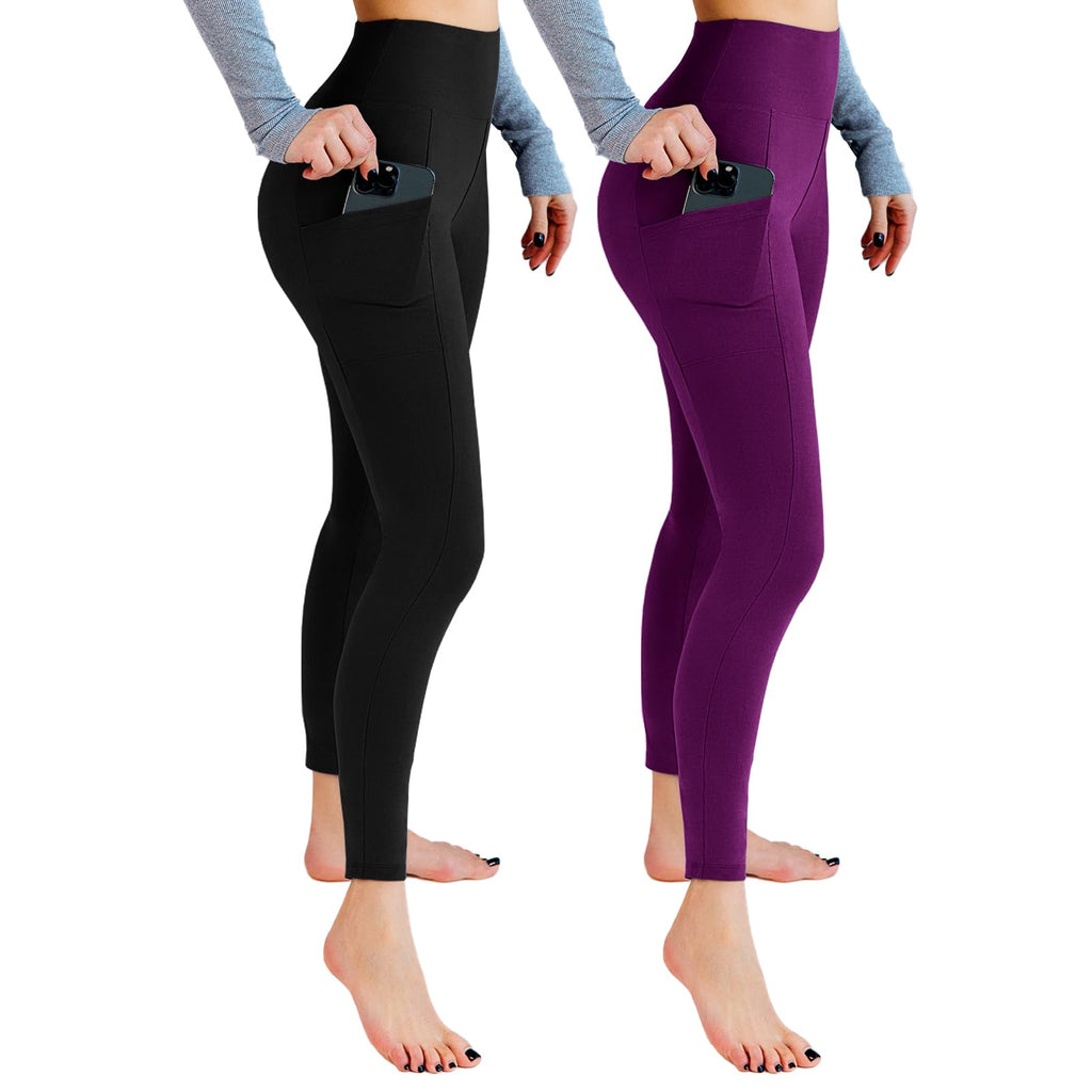Leafigure 2-Pack High Waist Leggings with Pockets for Women Jansha Store